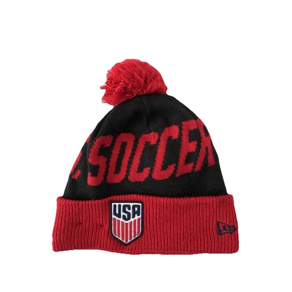 New Era USA Soccer Beanie Red USA  National Team Winter Hat Fleece Lined - Picture 1 of 4